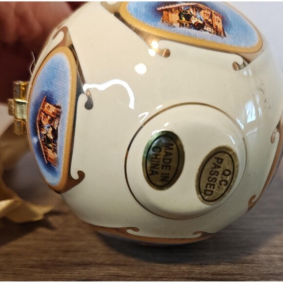 Mr. Christmas Musical Egg Ornament Hinged Trinket Box Madonna Nativity w/Box - Picture 10 of 14